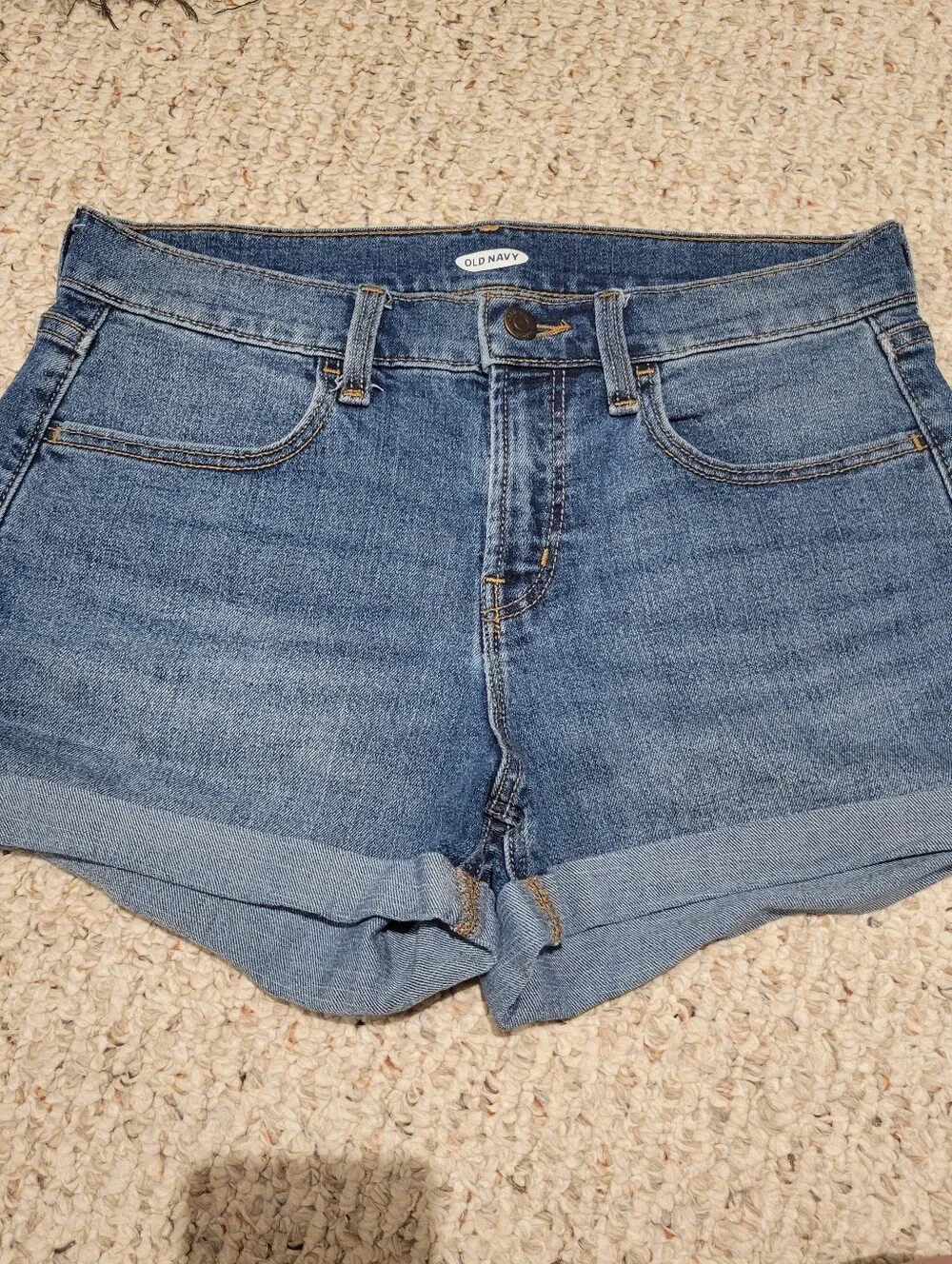Old Navy Black Frayed High-Rise Shorts & Blue Cuffed Denim Shorts - Picture 2 of 8